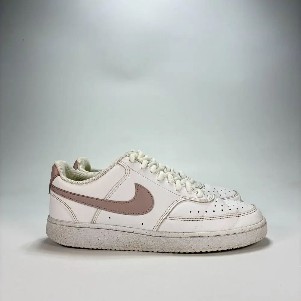 Nike Court Vision Low Next Nature White Pink Oxford Sneakers Shoes Womens Sz 8.5